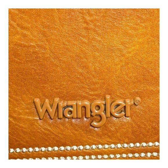 Wrangler Crossbody Bag Front Pocket Country Western Purse Brown Beige Pocketbook - Picture 2 of 10